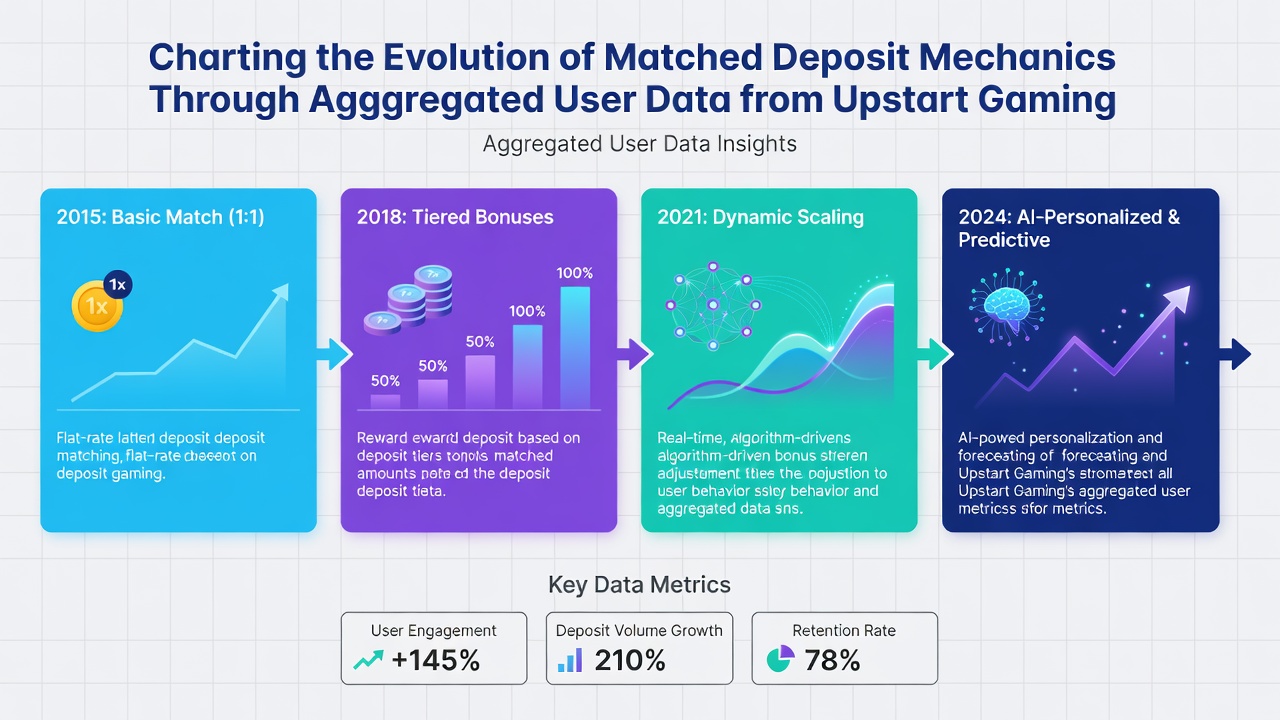 Visualization of aggregated user metrics tracking matched deposit redemptions and retention rates in upstart gaming apps