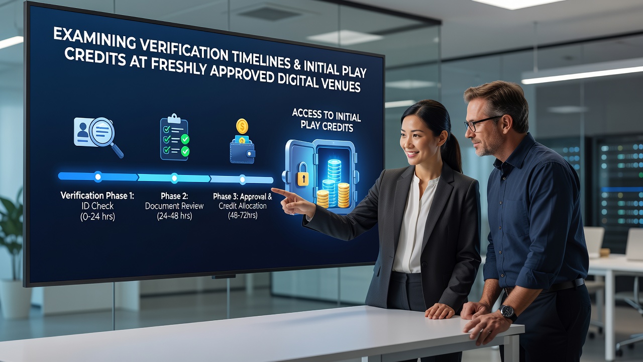 Infographic illustrating verification timelines and bonus access steps at newly licensed online casinos