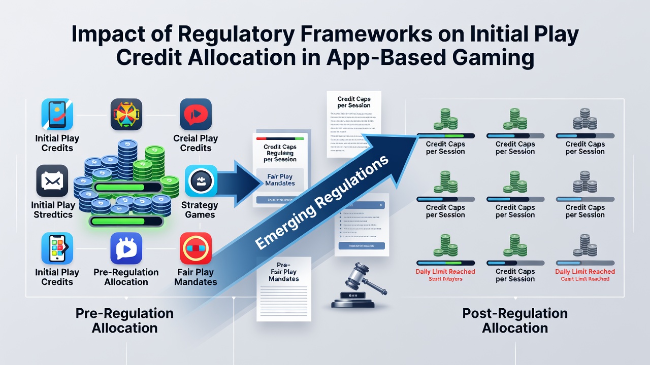 Screenshot of a mobile gaming app interface displaying updated credit allocation screens after regulatory changes