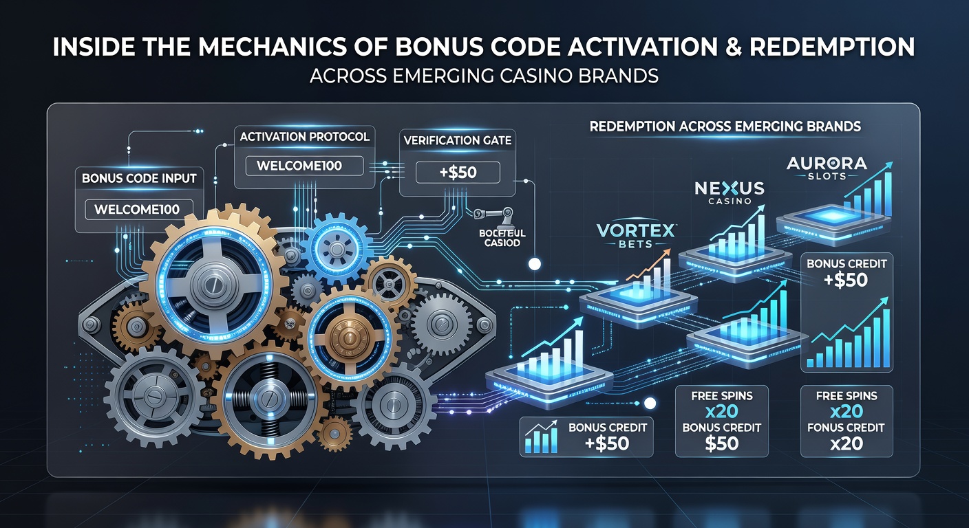 Technical interface showing bonus code entry fields and activation workflow on a new casino platform dashboard